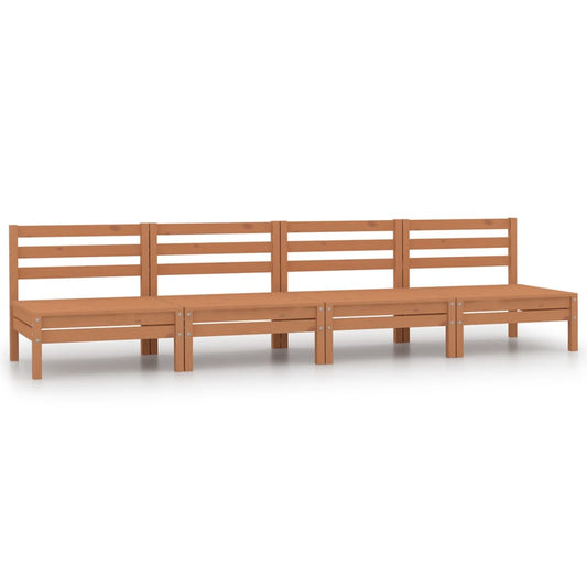 Patio Middle Sofas 4 pcs Honey Brown Solid Wood Pine