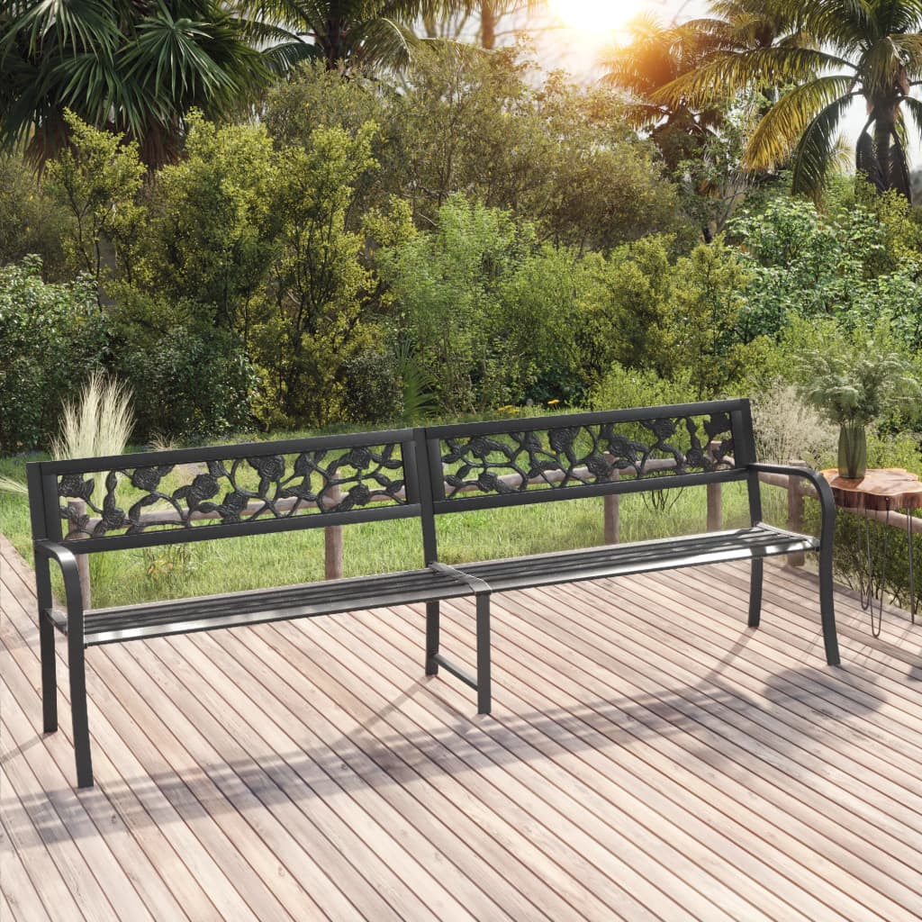 Twin Patio Bench 96.9" Black Steel