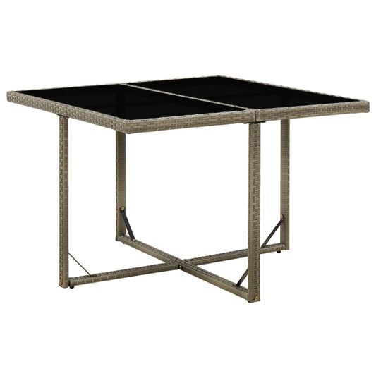 Patio Table Gray 42.9"x42.1"x29.1" Poly Rattan and Glass