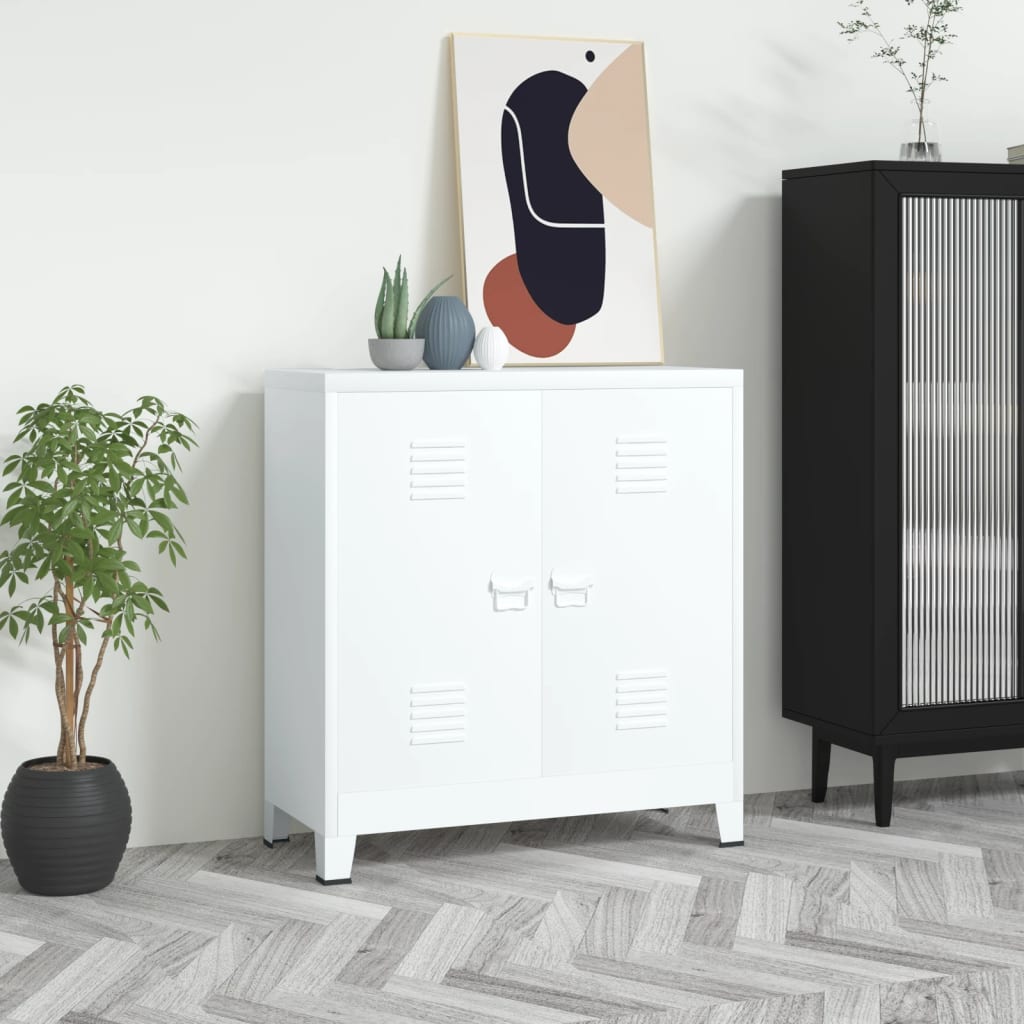 Industrial Storage Chest White 35.4"x15.7"x39.4" Steel