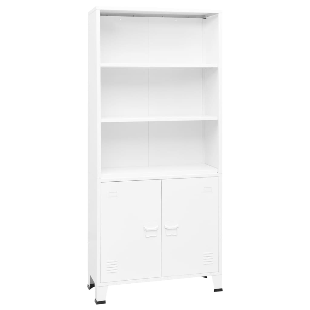 Industrial Bookshelf White 31.5"x12.6"x70.9" Steel