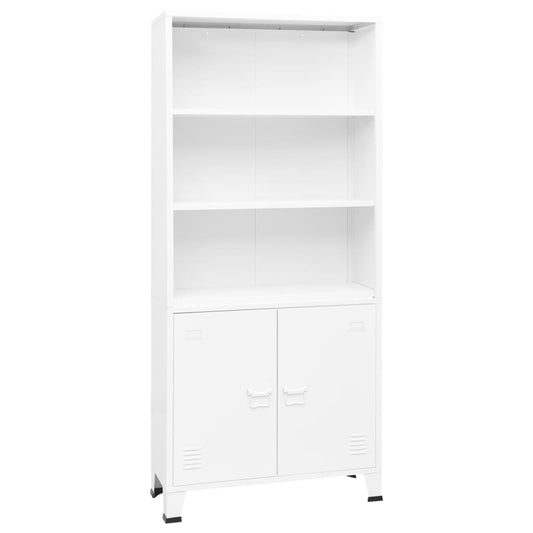Industrial Bookshelf White 31.5"x12.6"x70.9" Steel