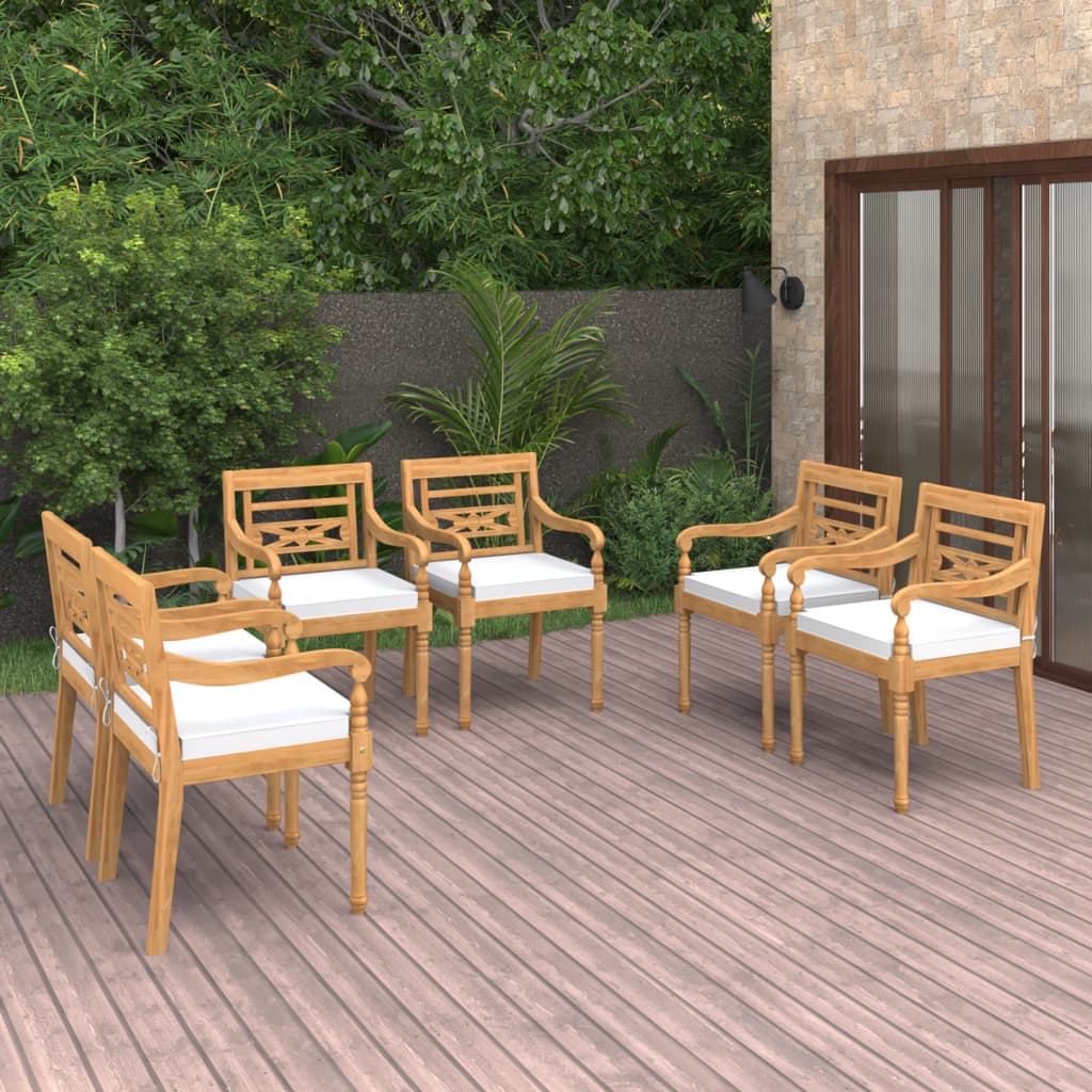 Batavia Chairs 6 pcs with Cushions Solid Teak Wood