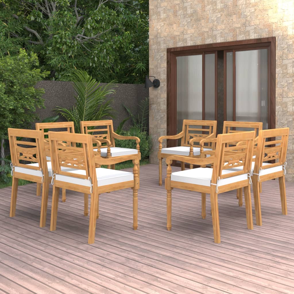 Batavia Chairs 8 pcs with Cushions Solid Teak Wood