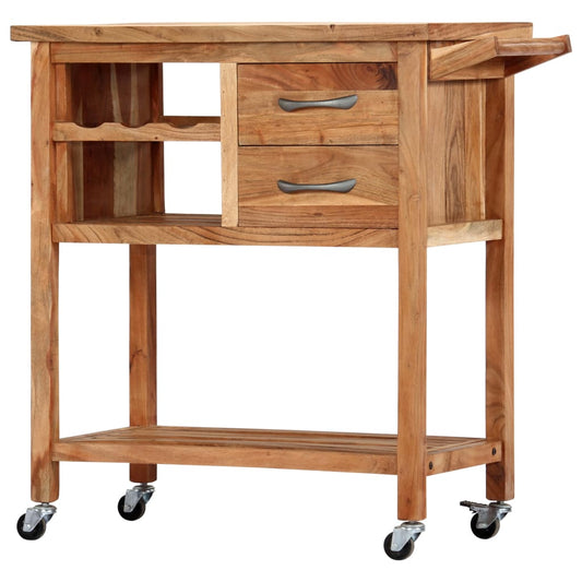 Kitchen Trolley 31.5"x17.7"x35.8" Solid Wood Acacia