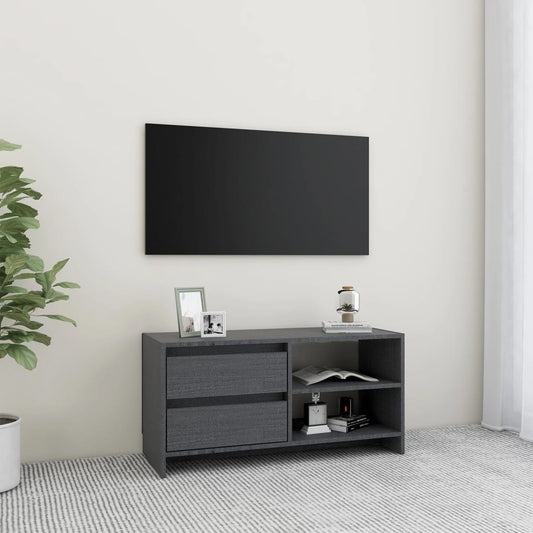 TV Cabinet Gray 31.5"x12.2"x15.4" Solid Pinewood