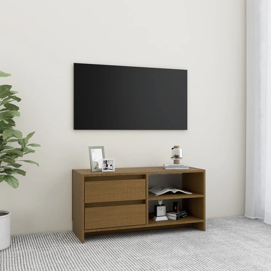 TV Cabinet Honey Brown 31.5"x12.2"x15.4" Solid Pinewood