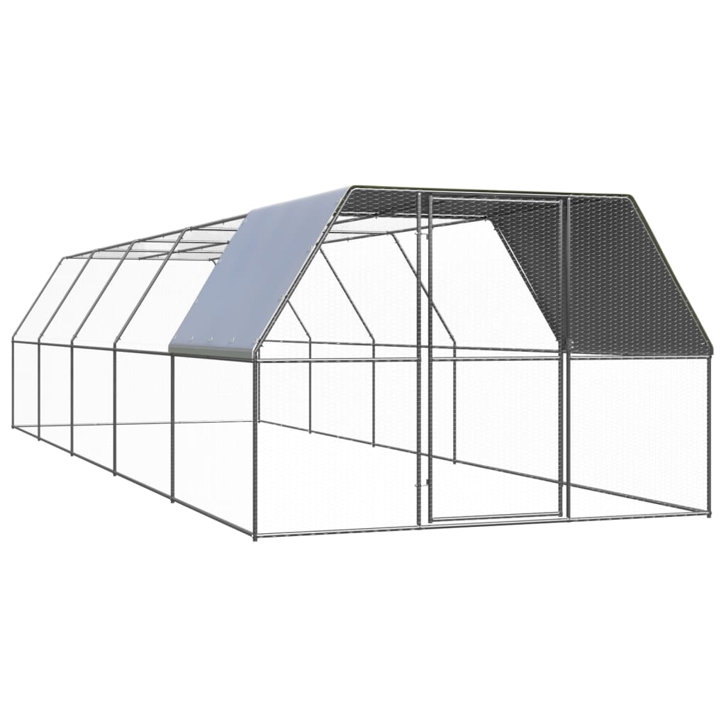 Outdoor Chicken Cage 9.8'x32.8'x6.6' Galvanized Steel
