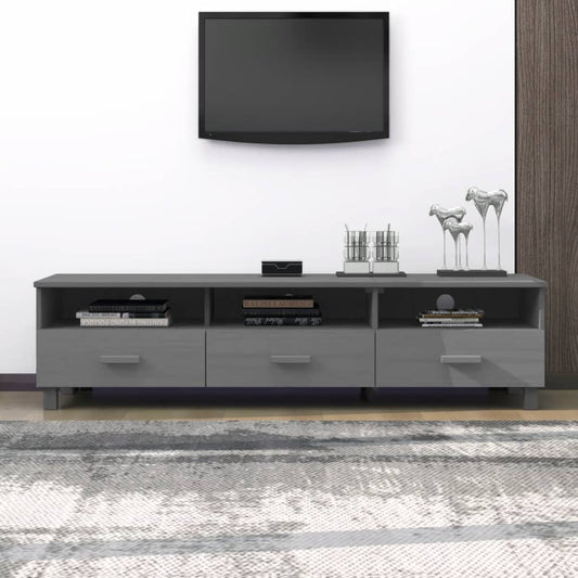 TV Cabinet Dark Gray 62.2"x15.7"x15.7" Solid Wood Pine