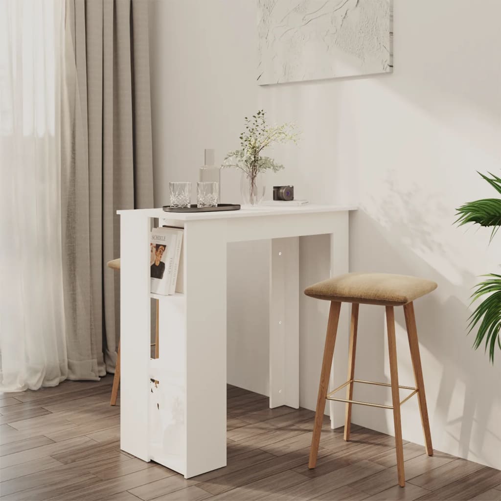 Bar Table with Shelf White 40.2"x19.7"x40.7" Engineered Wood