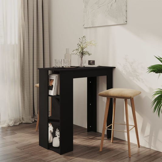 Bar Table with Shelf Black 40.2"x19.7"x40.7" Engineered Wood