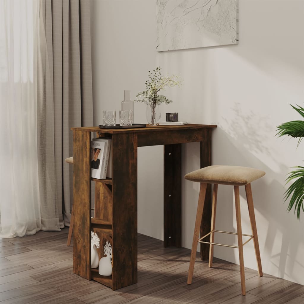 Bar Table with Shelf Smoked Oak 40.2"x19.7"x40.7" Engineered Wood