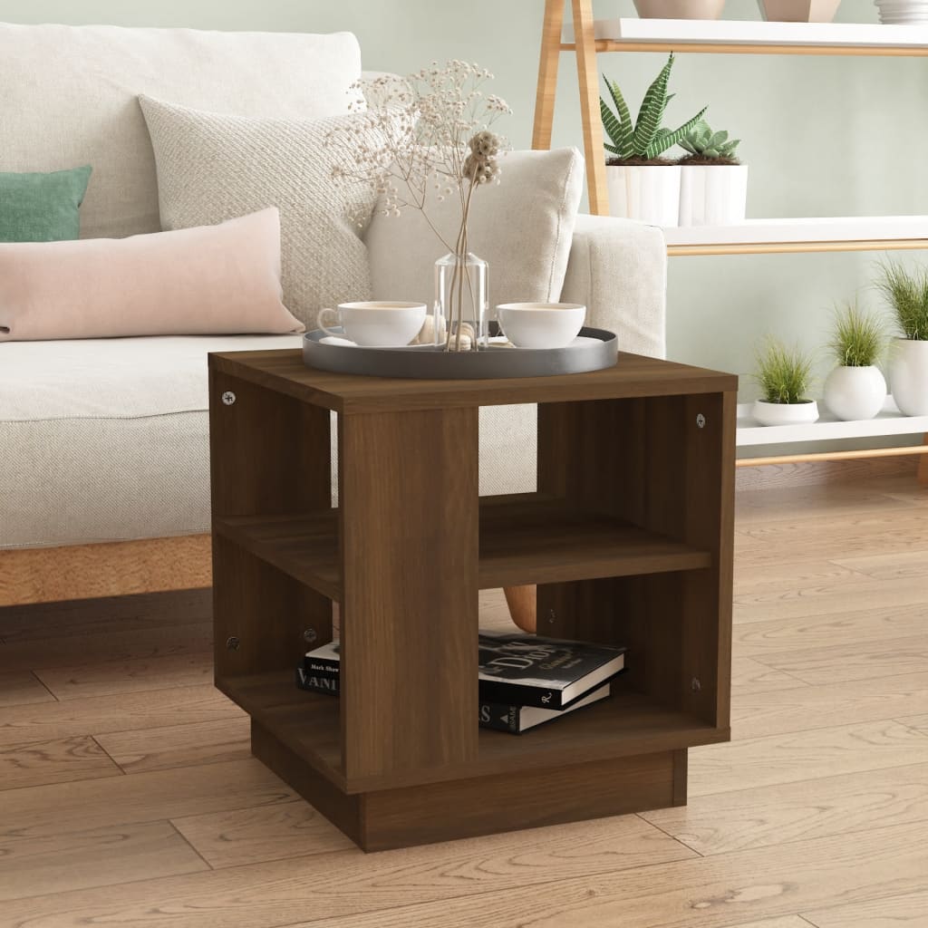 Coffee Table Brown Oak 15.7"x15.7"x16.9" Engineered Wood