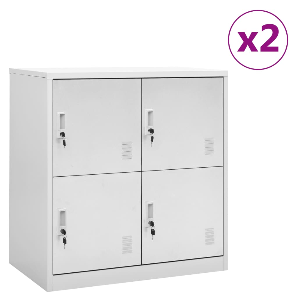 Locker Cabinets 2 pcs Light Gray 35.4"x17.7"x36.4" Steel