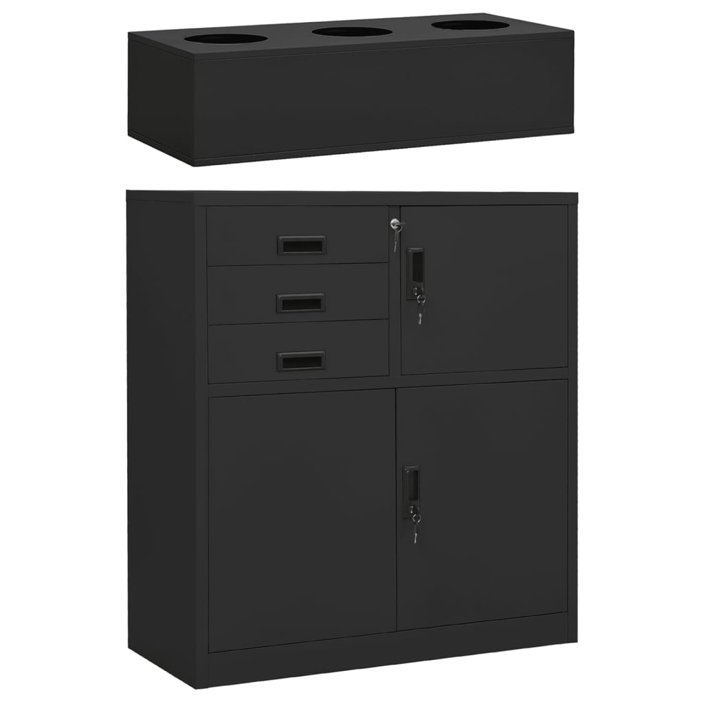 Office Cabinet with Planter Box Anthracite 35.4"x15.7"x49.2" Steel