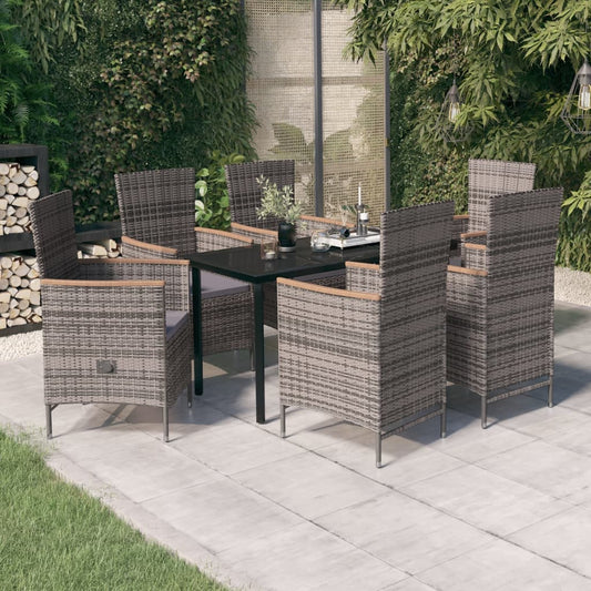 7 Piece Patio Dining Set with Cushions Gray