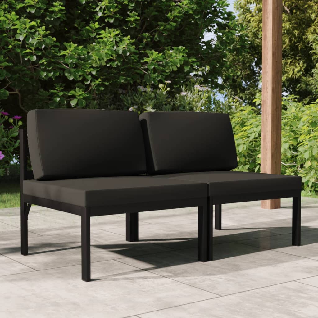 2-Seater Patio Sofa with Cushions Aluminum Anthracite