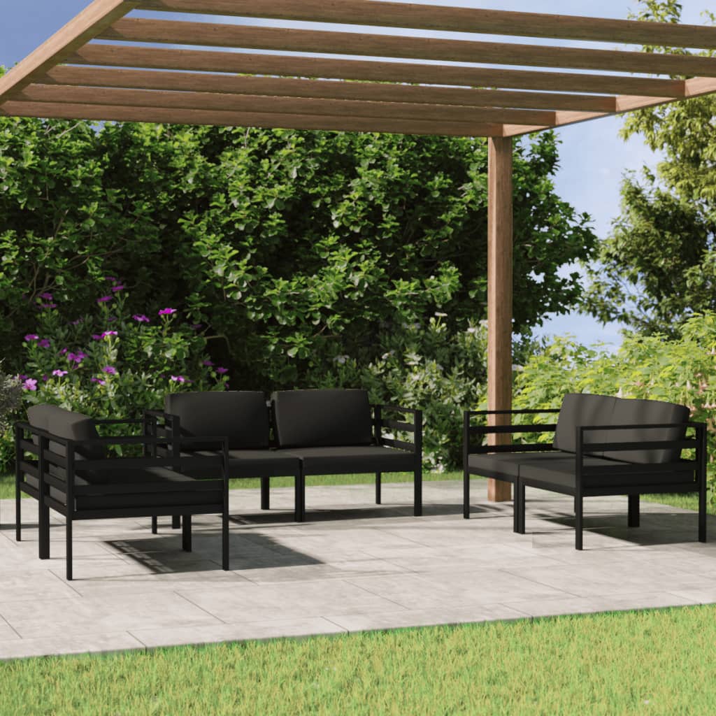 6 Piece Patio Lounge Set with Cushions Aluminum Anthracite