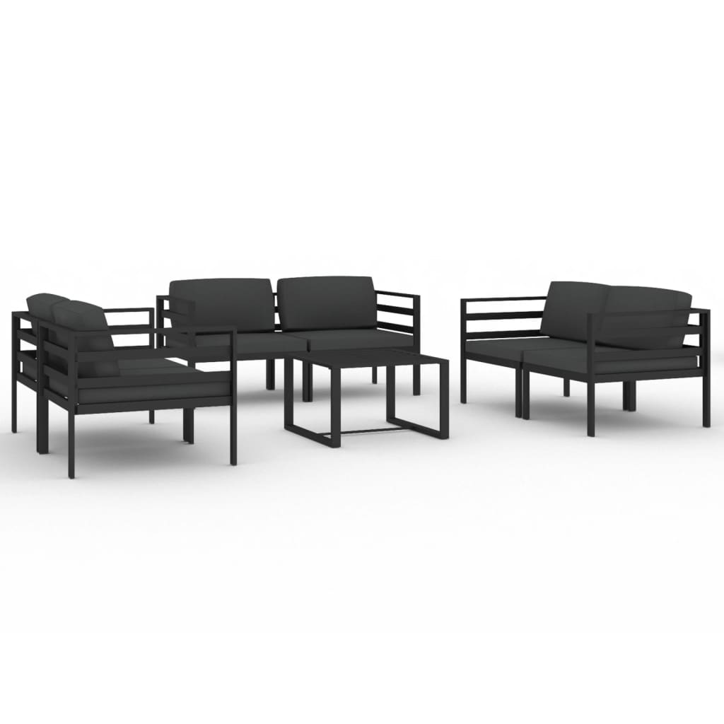 7 Piece Patio Lounge Set with Cushions Aluminum Anthracite