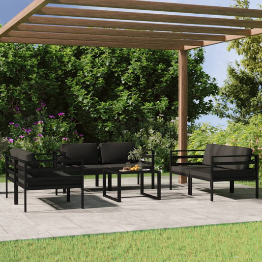 7 Piece Patio Lounge Set with Cushions Aluminum Anthracite