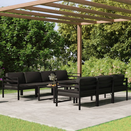 8 Piece Patio Lounge Set with Cushions Aluminum Anthracite