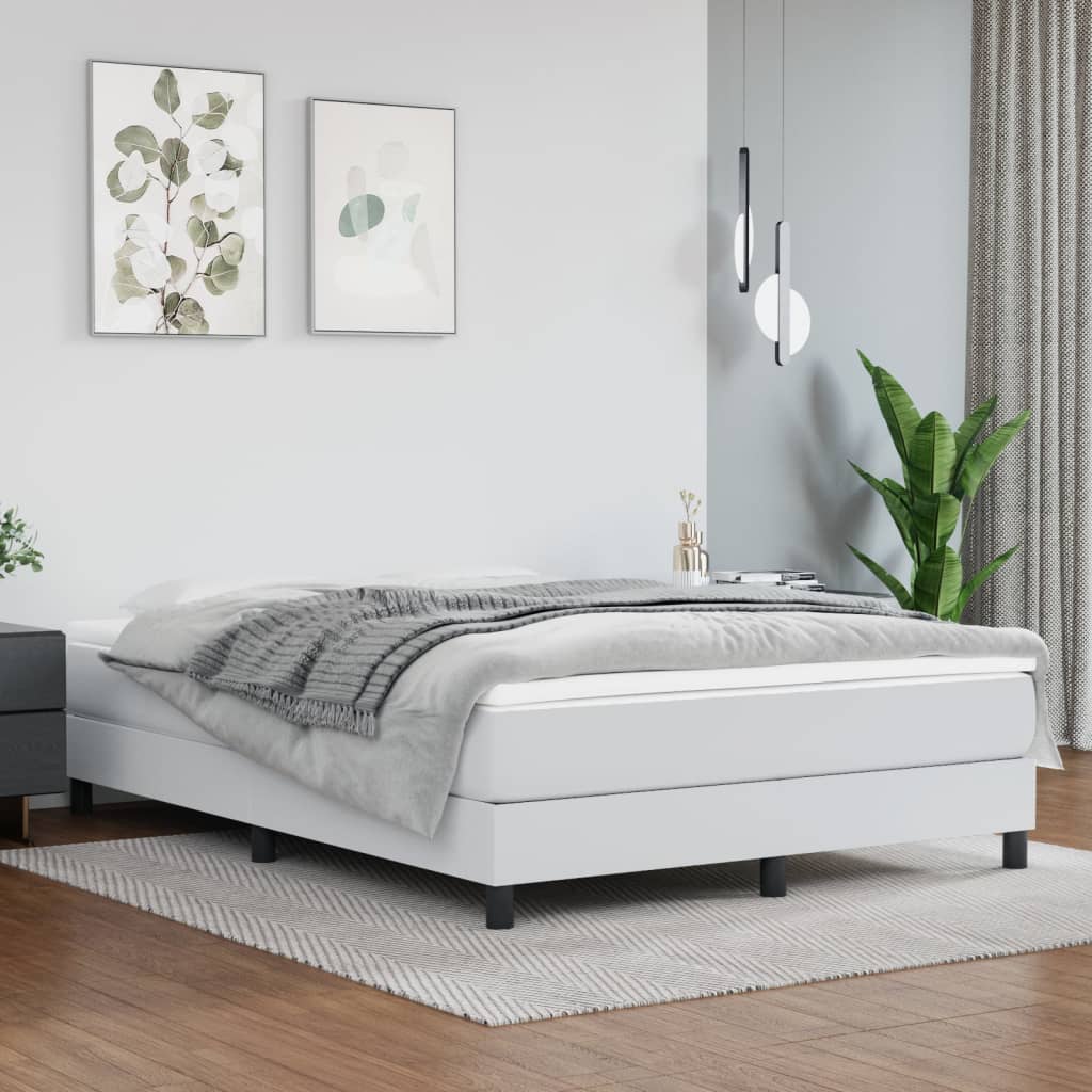 vidaXL Pocket Spring Bed Mattress White 53.9"x74.8"x7.9" Full Faux Leather