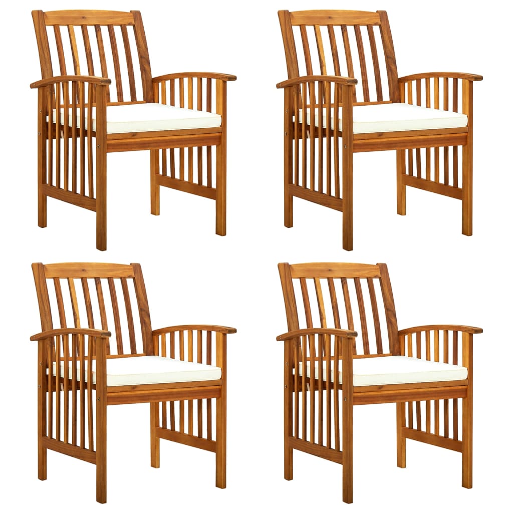 Patio Dining Chairs 4 pcs with Cushions Solid Wood Acacia