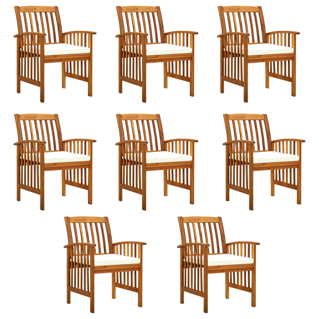 Patio Dining Chairs 8 pcs with Cushions Solid Wood Acacia