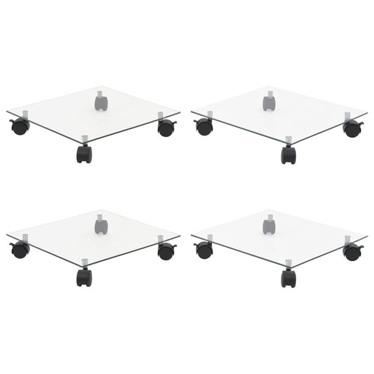 Plant Rollers 4 pcs 13.8"x13.8" Tempered Glass Square