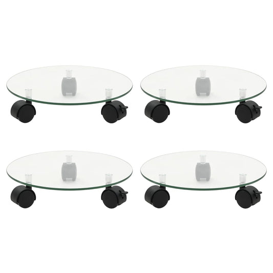 Plant Rollers 4 pcs 11" Tempered Glass Round